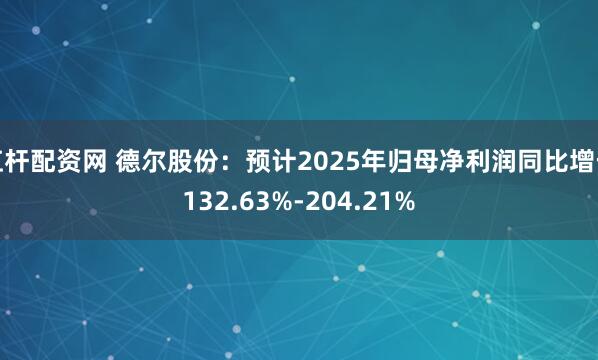 杠杆配资网 德尔股份：预计2025年归母净利润同比增长132.63%-204.21%
