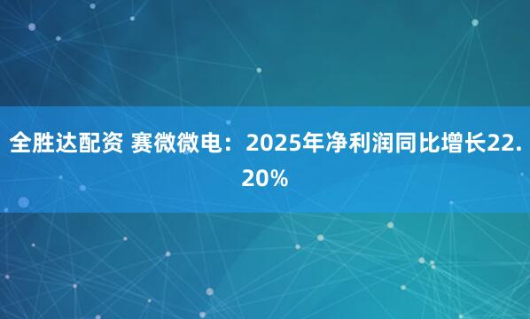 全胜达配资 赛微微电：2025年净利润同比增长22.20%
