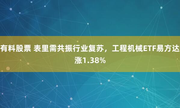 有料股票 表里需共振行业复苏，工程机械ETF易方达涨1.38%