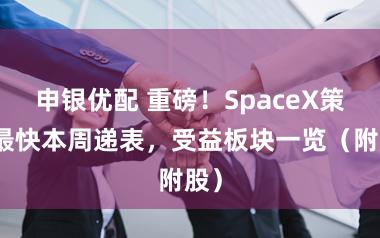 申银优配 重磅!SpaceX策动最快本周递表,受益板块一览(附股)