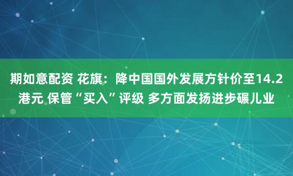 期如意配资 花旗：降中国国外发展方针价至14.2港元 保管“买入”评级 多方面发扬进步碾儿业